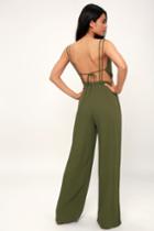 Wandering Spirit Olive Green Backless Jumpsuit | Lulus