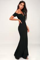 Lynne Black Off-the-shoulder Maxi Dress | Lulus