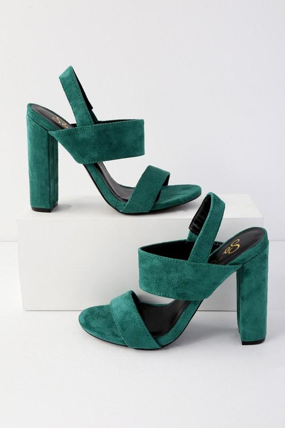 So Me Medina Green Suede High Heel Sandal Heels | Lulus