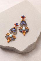 Lulus Color Me Rococo Gold And Blue Rhinestone Earrings