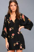 Amuse Society | Wayfair Black Floral Print Long Sleeve Dress | Size Small | 100% Cotton | Lulus