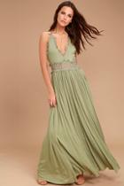Lulus This Is Love Sage Green Lace Maxi Dress