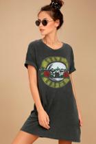 Daydreamer Guns N' Roses Washed Charcoal Grey T-shirt Dress
