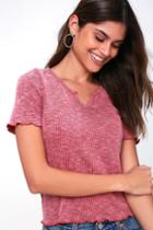 Notch-y By Nature Washed Red Lettuce Hem Tee | Lulus