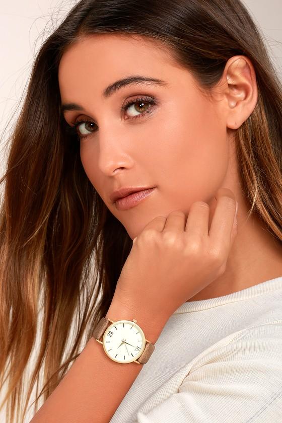 Lulus | Time And Time Again Brown And Gold Watch | Vegan Friendly