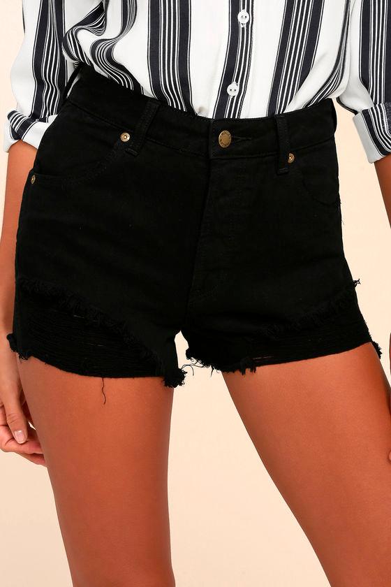 Rollas | Original Black High-waisted Distressed Shorts | Size 30 | 100% Cotton | Lulus