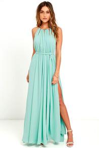 Lulus Gleam And Glide Sage Green Maxi Dress