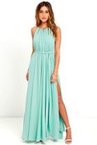 Lulus Gleam And Glide Sage Green Maxi Dress