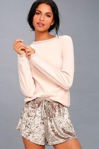 Lulus Lounge Life Taupe Velvet Shorts