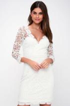 Rainey White Lace Long Sleeve Bodycon Dress | Lulus