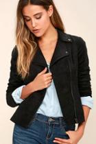 Olive & Oak Highly Desired Black Suede Moto Jacket