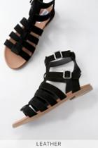 Steve Madden Diego Black Suede Leather Gladiator Sandal Heels | Lulus