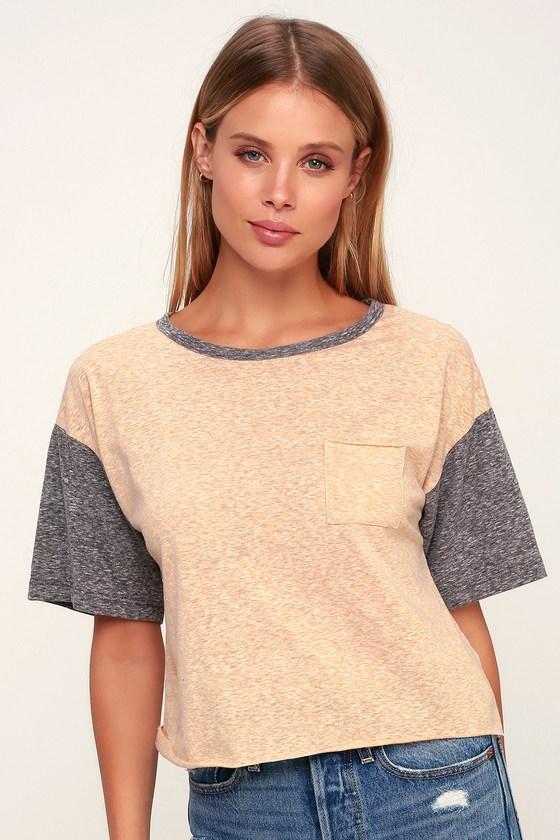 Project Social T Kelso Heathered Beige Cropped Raglan Tee | Lulus
