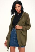 Sheffield Olive Green Hooded Jacket | Lulus