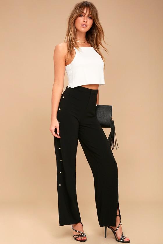 Lulus | Move Maker Black Pearl Trouser Pants | Size Small | 100% Polyester
