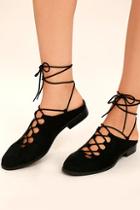 Wild Diva Lounge Saulo Black Suede Lace-up Mules