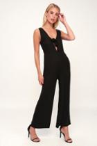 Amuse Society Hang On Black Tie-front Wide-leg Jumpsuit | Lulus