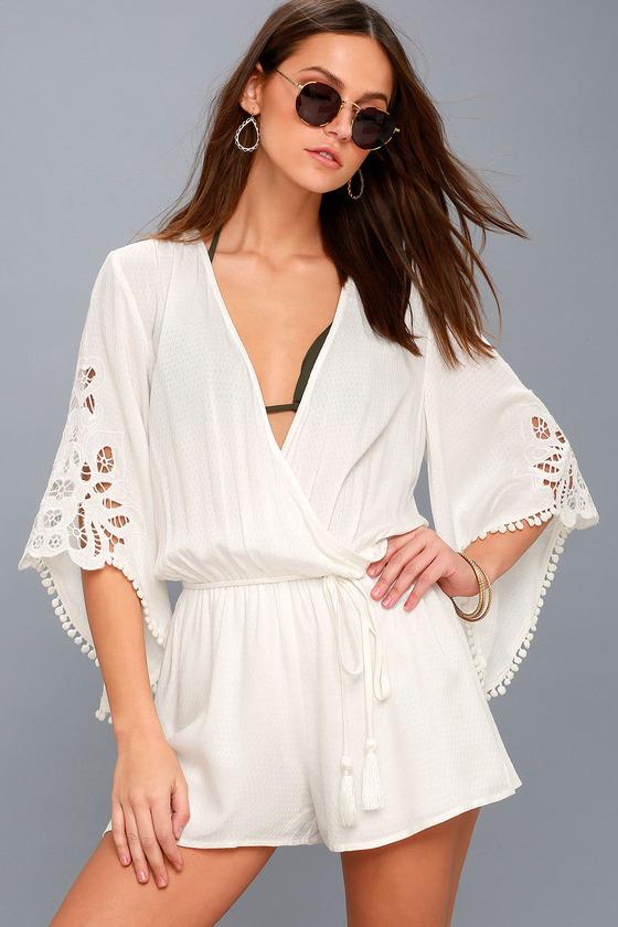 Love Stitch Zephyr Breeze White Lace Romper | Lulus