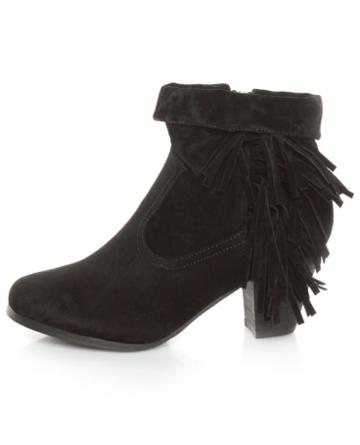 Privileged Jax Black Fold-over Fringe Ankle Boots