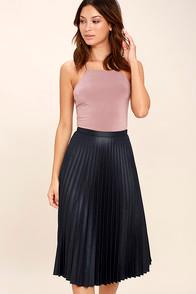 Do & Be Like A Phenomenon Navy Blue Pleated Midi Skirt