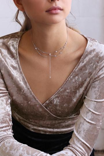 Beatrix Sterling Silver Rhinestone Choker Necklace | Lulus