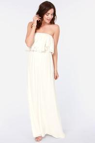Lulus Exclusive Born Free Ivory Strapless Maxi Dress