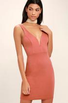 Lulus Perfect Pick Rusty Rose Bodycon Dress