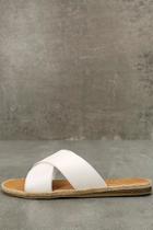 Bamboo Koren White Espadrille Slide Sandals