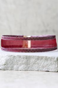 Lulus Perfect Blend Silver And Burgundy Choker Necklace