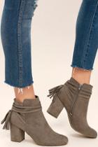 Bamboo Philipa Taupe Suede Ankle Booties