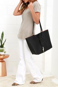 Lulu*s To And Fro Black And Tan Reversible Tote