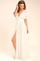 Lulus Wonderful Day White Wrap Maxi Dress