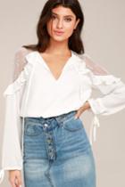 Glorious Day White Lace Long Sleeve Top | Lulus