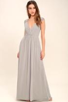 Lulus | Whimsical Wonder Light Grey Lace Maxi Dress | Size X-small | 100% Polyester