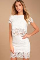 Lulus | Live For The Night White Lace Skirt | Size Medium | 100% Polyester