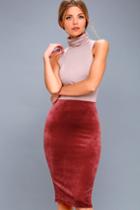 Lulus | Shonda Burgundy Corduroy Bodycon Midi Skirt