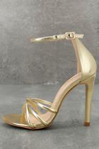 Gracia Michella Gold Metallic Ankle Strap Heels