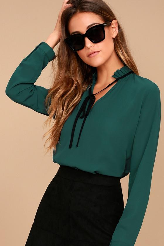 Tea Shop Teal Blue Long Sleeve Top | Lulus