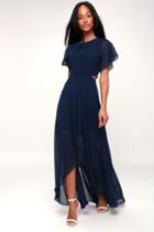 Ali & Jay Bohemian Rhapsody Navy Blue Cutout High-low Dress | Lulus