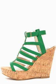 Steve Madden Indyanna Green Platform Wedge Sandals