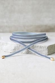 Lulus Welcome To My Layer Grey Velvet Wrap Necklace