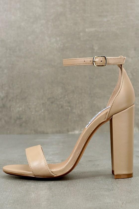 Steve Madden Carrson Blush Nude Leather Ankle Strap Heels | Lulus