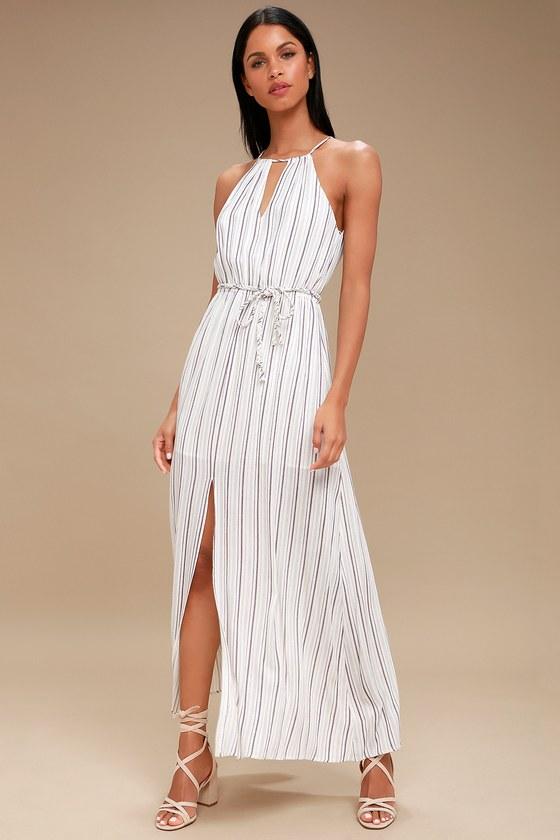 Lost + Wander Daydreamer Ivory Striped Halter Maxi Dress | Lulus