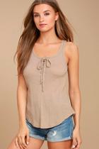 White Crow Play With Fire Beige Lace-up Tank Top