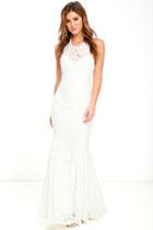 Lulus Live Forever Ivory Lace Maxi Dress