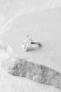 Lulus San Pedro Silver Cactus Ring