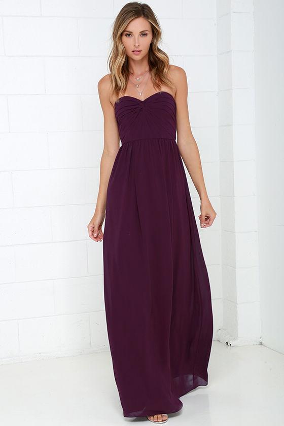 Minuet | Sapphires Or Rubies Plum Purple Strapless Maxi Dress | Size Small | Lulus