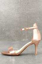 Lulus | Published Author Rose Gold Ankle Strap Heels | Size 10 | Vegan Friendly