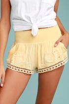 Billabong Summer Skies Yellow Embroidered Shorts