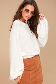 Free People Tgif White Sweatshirt